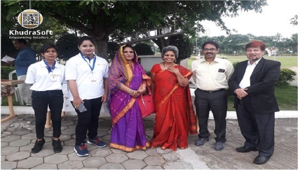 First visitors at KhudraSoft Promotion Stall at TWEB 2019 (Telangana Women Enterpreneurs Bathukamma ) on Oct 05, 2019 at Brahma Kumaris - Shanti Sarovar, Gachibowli, Hyderabad.